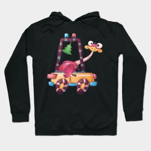 Funny ostrich driving a car cartoon concept Hoodie